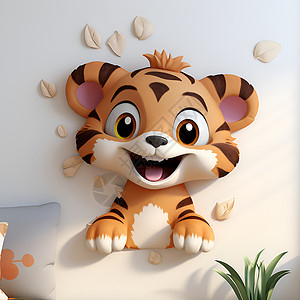 墙壁上愉悦的老虎背景图片