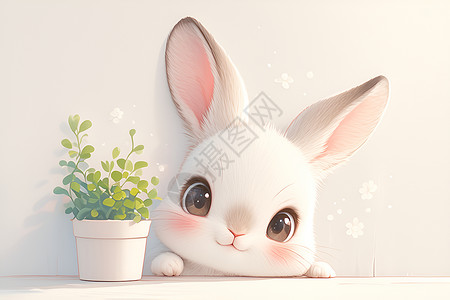 白色可爱兔子背景图片
