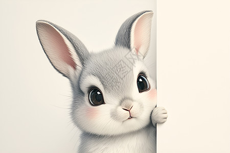 野生灰兔可爱灰兔插画