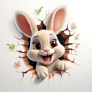 开心兔子图片可爱小兔子开心地咯咯笑插画
