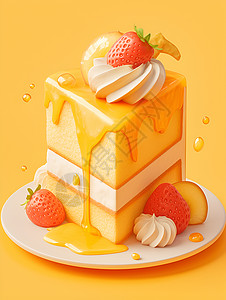 糖霜蛋糕卡通水果蛋糕插画