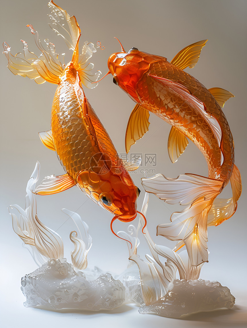 塑料制成的金鱼摆件图片