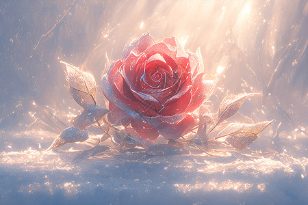 冬日里的红玫瑰高清图片