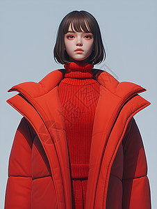 冬装红衣女子背景图片