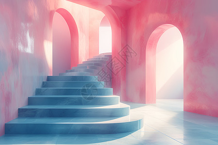 奇幻的粉蓝建筑背景图片