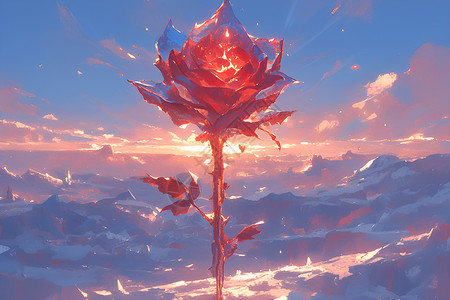 盛开的红色冰玫瑰背景图片