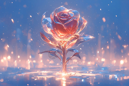 耀眼美丽的冰玫瑰插画