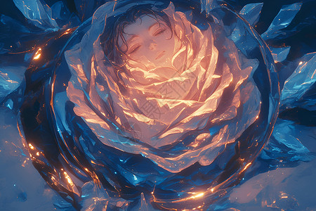 炫彩的冰玫瑰背景图片