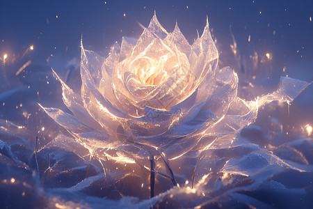 冰雪中的魔幻之花背景图片