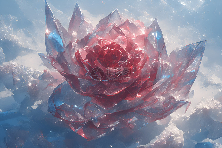 晶莹的冰雪玫瑰图片