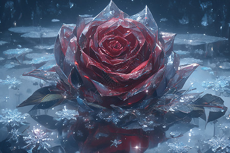 水面绽放的玫瑰花背景图片