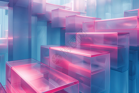 环境艺术设计栩栩如生的玻璃楼梯环境插画
