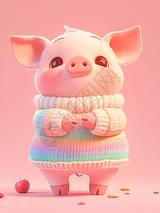 粉嫩小猪可爱的猪宝宝插画