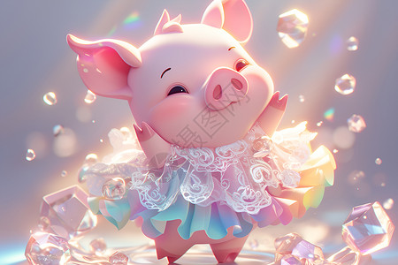 活泼可爱的小猪背景图片