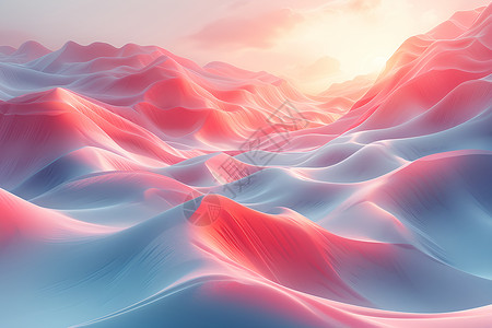波浪png夕阳下的山脉插画