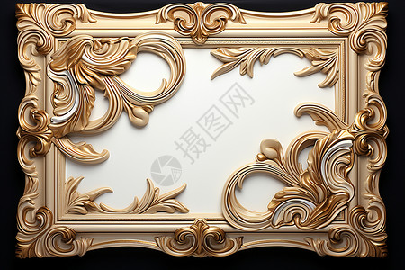 金色标题装饰优雅的相框中文标题巴洛克艺术品金色相框的剪影照片背景