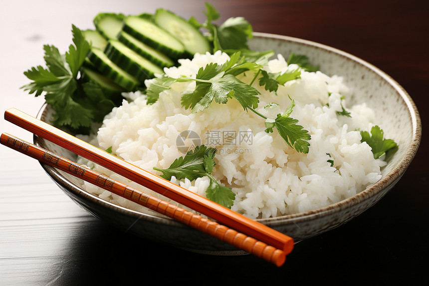 一碗白米饭和青瓜图片