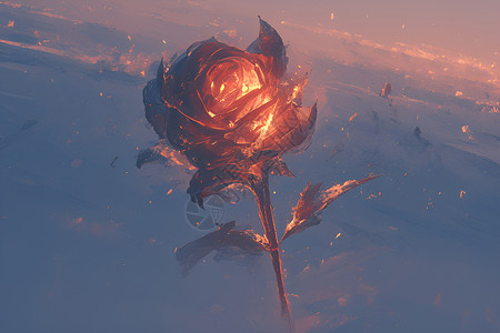 冰雪中的玫瑰背景图片