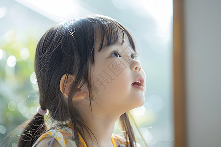 女孩治愈阳光中的小女孩背景