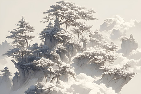 飘雪的山野背景图片