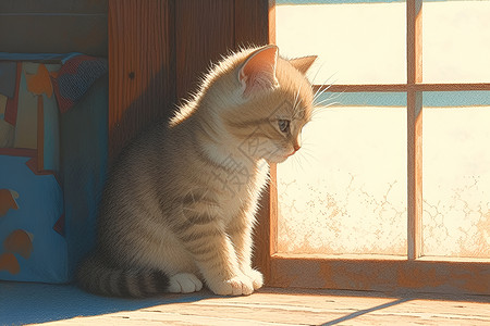 阳光房间里的小猫背景图片