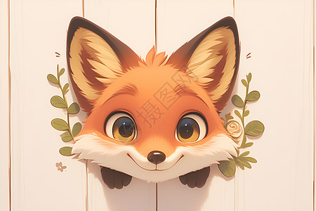 戴着绿植项圈的狐狸背景图片