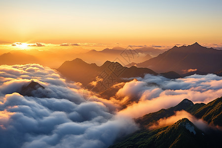 山脉中的一道云海背景图片