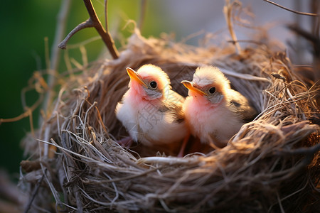 新生的小鸟斑鸠幼鸟高清图片