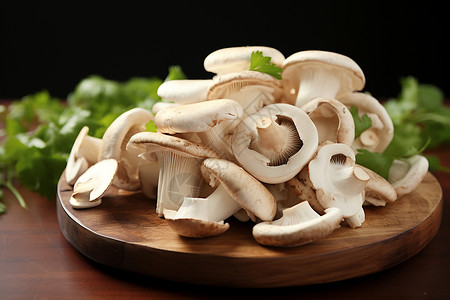 一篮美味蘑菇新鲜的美食蘑菇背景
