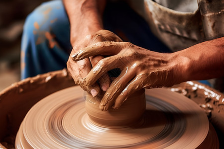 手拉坯手工制作陶瓷花瓶背景
