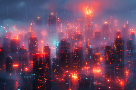 霓虹的夜晚城市背景图片