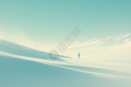 雪地探险雪地中的旅行者插画