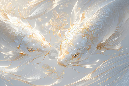 美丽的白色金鱼背景图片