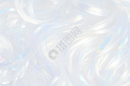 抽象羽毛泛着彩虹光晕的白色头发曲线插画