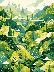 多维奇幻的森林画背景图片