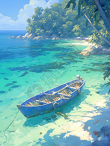 孤舟浮岛背景图片