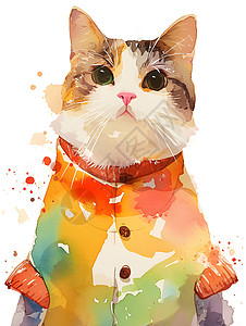 卡通水彩小猫背景图片