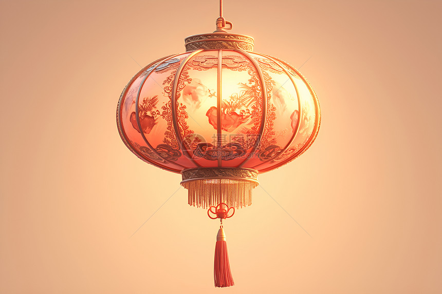 红金流光溢彩的中式灯笼图片