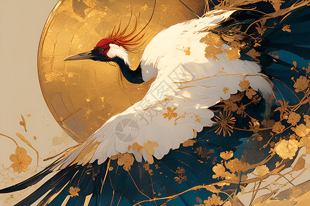 翩翩起舞的红冠鹤背景图片