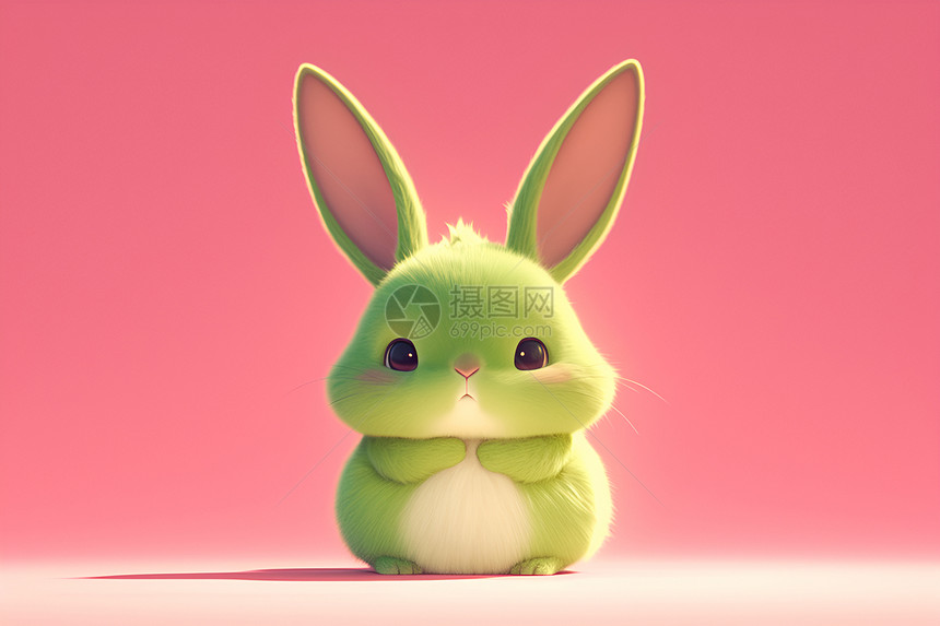 大耳朵的绿色兔子图片
