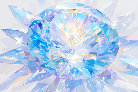 白色光芒素材青色钻石插画