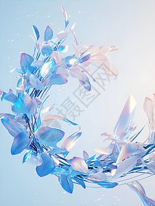 飘舞的蓝白花朵背景图片