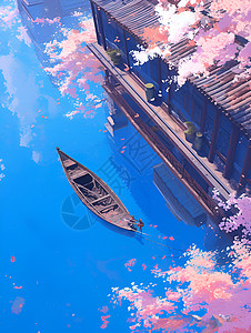 湖上的小舟背景图片