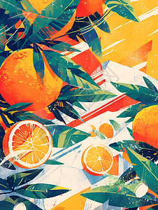 绘画的橘子艺术画背景图片