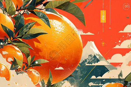 绘画的橙色水果背景图片
