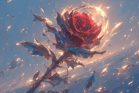 插画的红色玫瑰背景图片