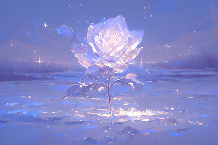 冰沟漂亮美丽的冰玫瑰插画