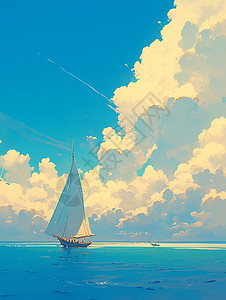 海洋中行驶的帆船背景图片