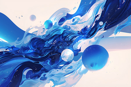蓝色气泡水泡流体气泡插画