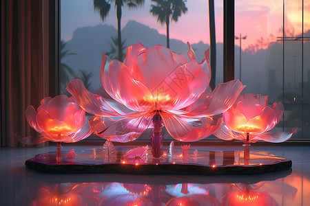 梦幻的玻璃花朵背景图片